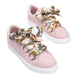 Pink sneakers with a satin Kisionis binding 1