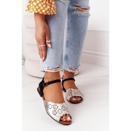 Leather Maciejka 05199-25 Black and Gold Sandals golden 2