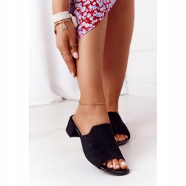 Suede Slippers On Heel Sergio Leone KL313 Black 2