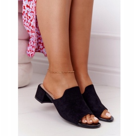 Suede Slippers On Heel Sergio Leone KL313 Black 1
