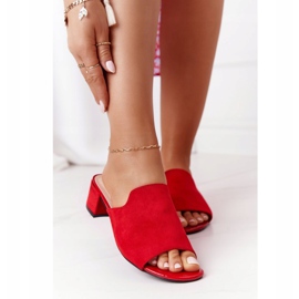 Suede Slippers On Heel Sergio Leone KL313 Red 2