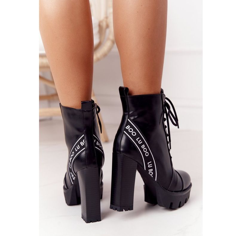 Lace-up boots on the post Black Lu Boo 1 Lace-up boots on the post Black Lu Boo 1