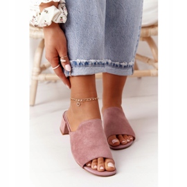 Suede Slippers On Heel Sergio Leone KL313 Pink 1 Suede Slippers On Heel Sergio Leone KL313 Pink 1