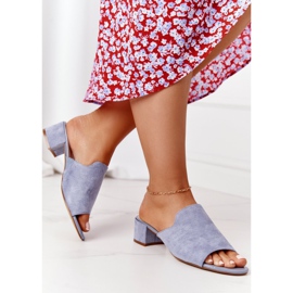 Suede Slippers On Heel Sergio Leone KL313 Blue 1 Suede Slippers On Heel Sergio Leone KL313 Blue 1