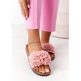 Pink Flowerbomb Slippers On The Cork Sole 1