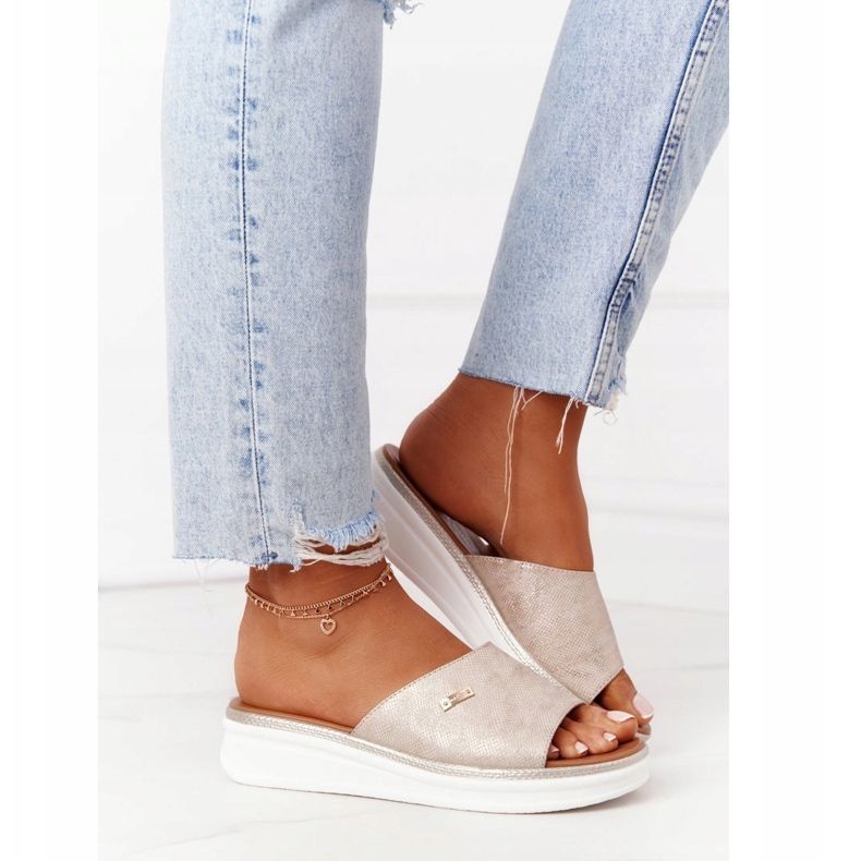 Sandals On Wedge Sergio Leone SK042 Gold golden 2