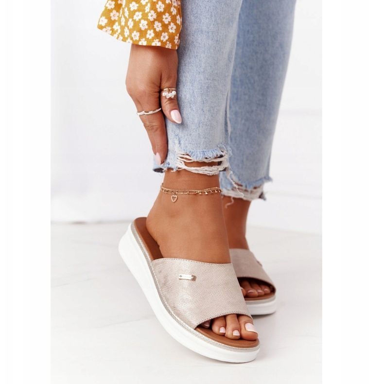 Sandals On Wedge Sergio Leone SK042 Gold golden 1