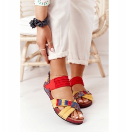 Leather Sandals With Cuff Maciejka 03375 Red-Yellow 2