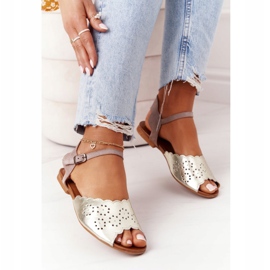 Leather Sandals Maciejka 05199-04 Beige and Gold golden 2