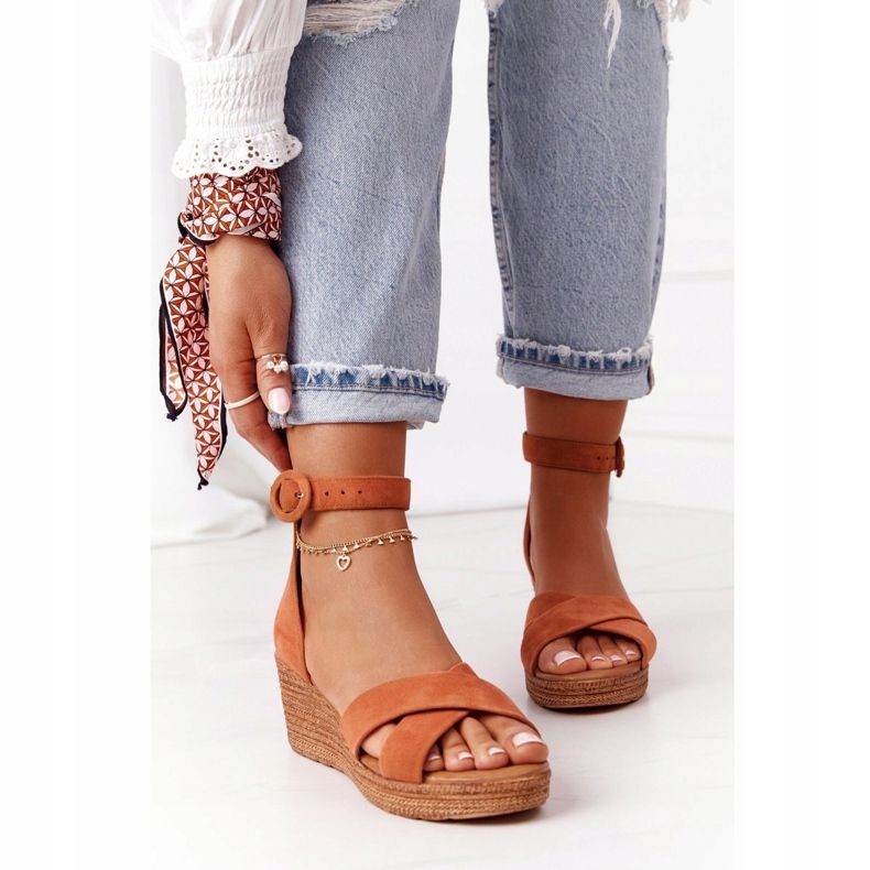 Suede Wedge Sandals Maciejka 04565-29 Red brown 2