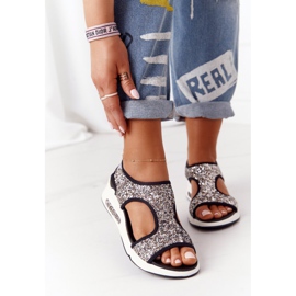 S.Barski Silver Slip-On Sandals With Zoey Brocade black 2