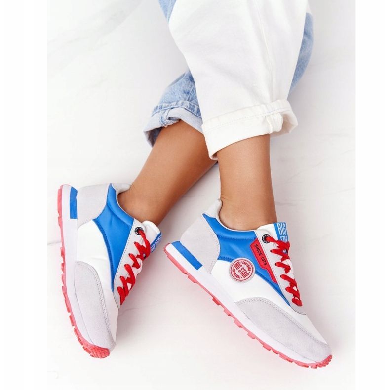 Women's Sport Shoes Memory Foam Big Star HH274526 White-Blue red 1 Women's Sport Shoes Memory Foam Big Star HH274526 White-Blue red 1