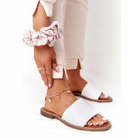 Leather Slippers With Quilting Nicole 2650 White 1