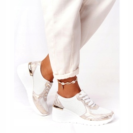 Leather Wedge Sneakers S.Barski 82105 White-Gold beige golden 3