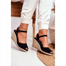 Women's Sandals On A Braided Wedge Big Star Black DD274A209 3