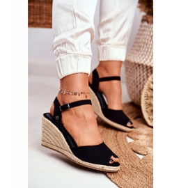 Women's Sandals On A Braided Wedge Big Star Black DD274A209 2