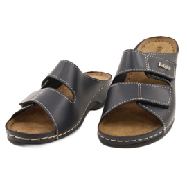 Inblu women's leather slippers 158d106 navy blue 1