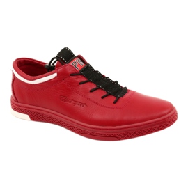 Polbut Men's leather casual shoes K23 red 1