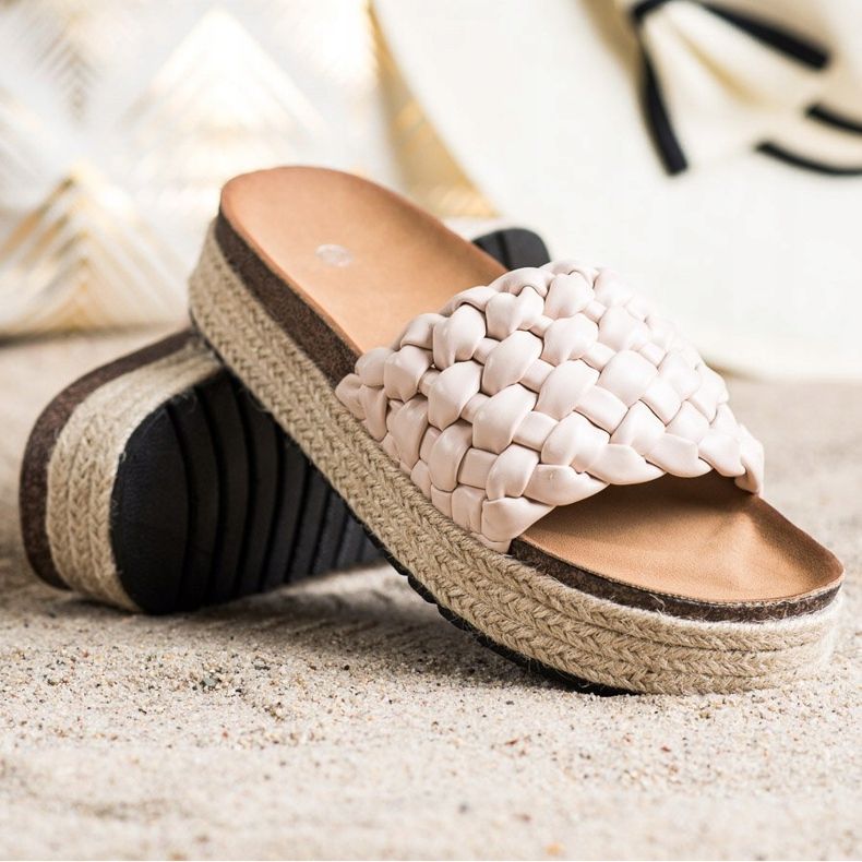 SHELOVET Braided Espadrilles Flip-Flops beige 1