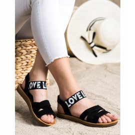SHELOVET Sandals With Eco Leather Love black 1 SHELOVET Sandals With Eco Leather Love black 1