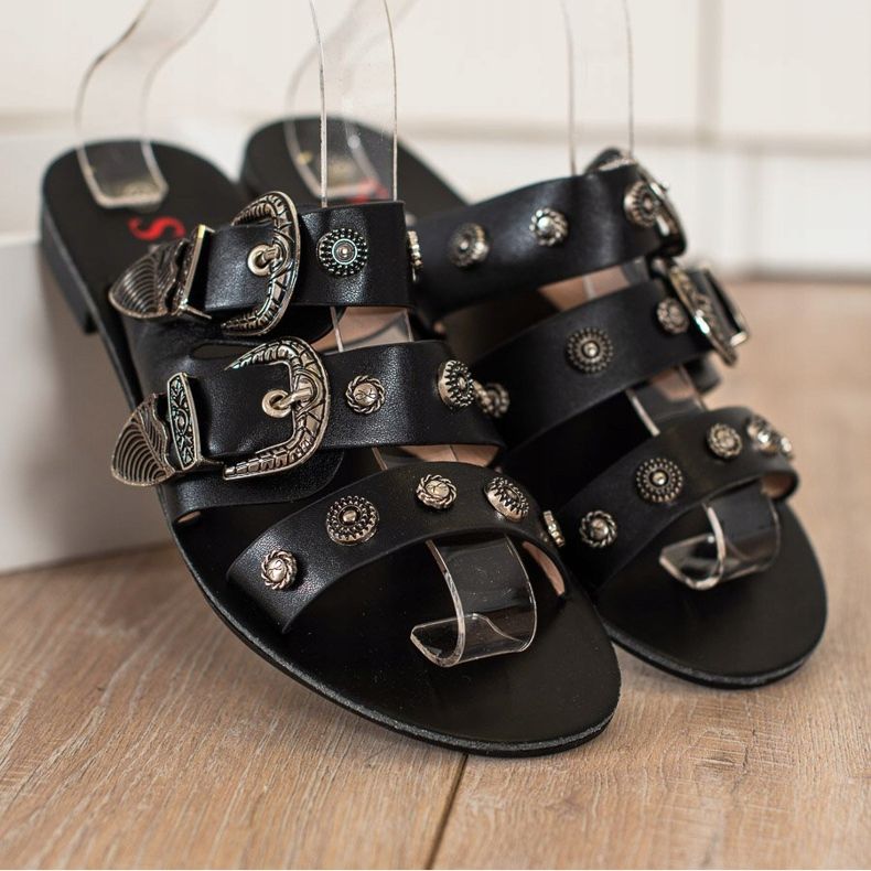 Seastar Stylish Slippers With Buckles black 1