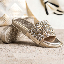 Small Swan Golden Slippers With Crystals 1