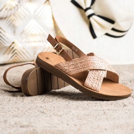 SHELOVET Comfortable Braided Sandals brown orange 1 SHELOVET Comfortable Braided Sandals brown orange 1