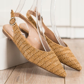 SHELOVET Straw Pumps With An Open Heel brown 1