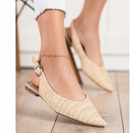 SHELOVET Straw Pumps With An Open Heel beige 1