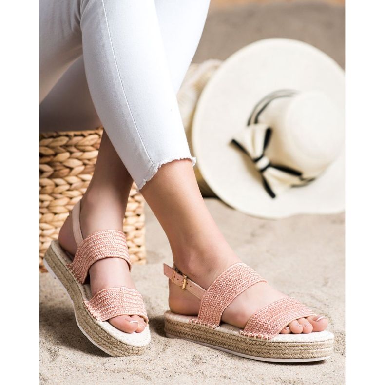 SHELOVET Braided Sandals On The Platform pink 2 SHELOVET Braided Sandals On The Platform pink 2