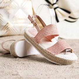 SHELOVET Braided Sandals On The Platform pink 1