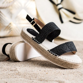 SHELOVET Braided Sandals On The Platform black 1
