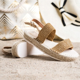 SHELOVET Braided Sandals On The Platform beige orange 1