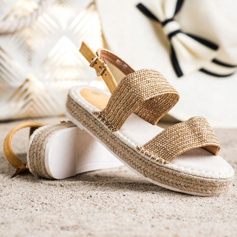SHELOVET Braided Sandals On The Platform golden 1