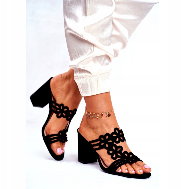 Women's Slippers On High Heel Sergio Leone Black SK031 2