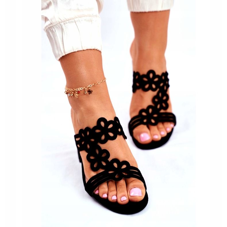 Women's Slippers On High Heel Sergio Leone Black SK031 3