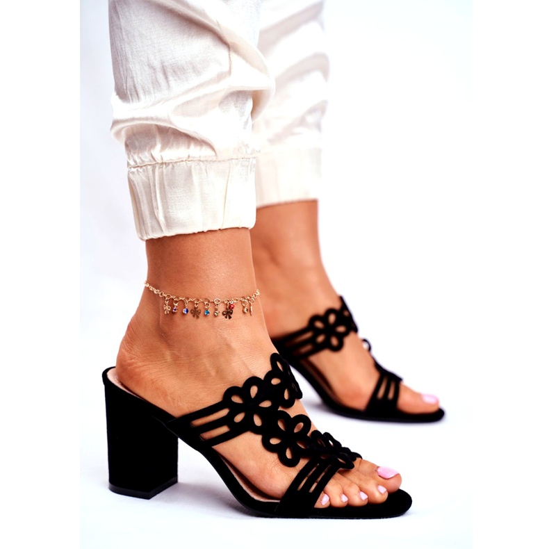 Women's Slippers On High Heel Sergio Leone Black SK031 4