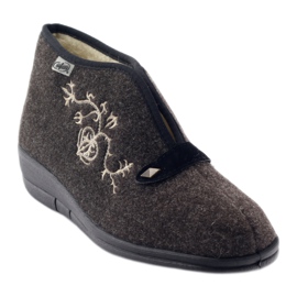 Women's insulated slippers Befado 031d027 brown grey 1