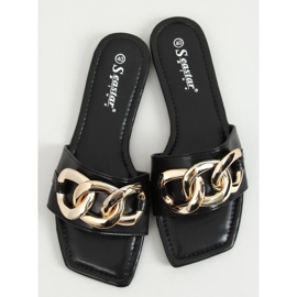 Square slippers with a chain black CK206P Black 1