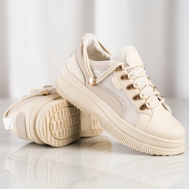 SHELOVET Beige Sneakers On The Platform 1
