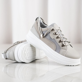 SHELOVET Gray Sneakers On The Platform beige grey 1