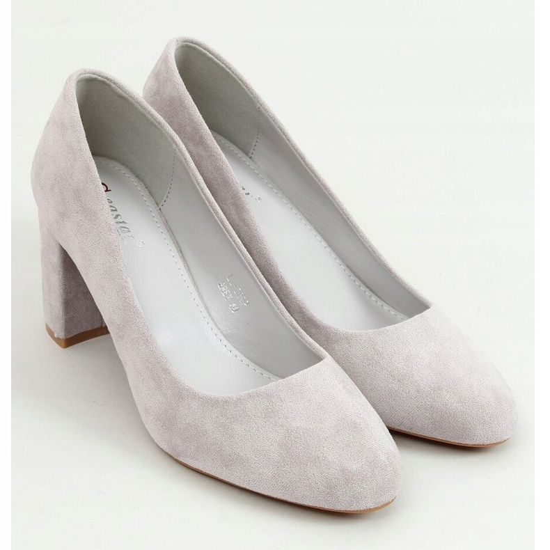 Gray round toe pumps LL-239P Gray grey 1