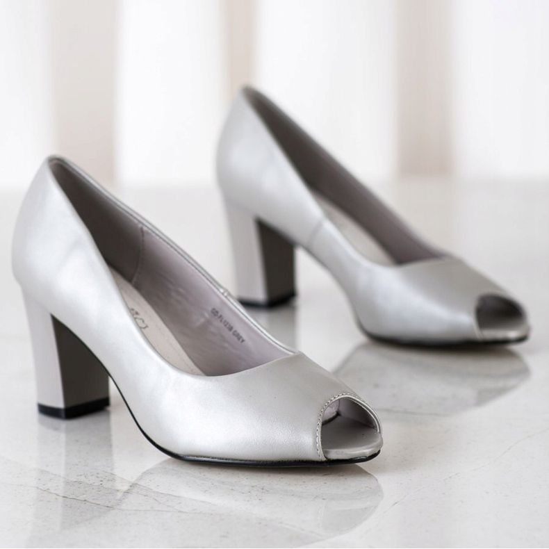Goodin Open toe pumps silver grey 2
