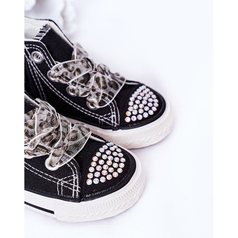 Black Smile Children's Sneakers With Cubic Zirconia 1