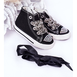 Black Smile Children's Sneakers With Cubic Zirconia 2