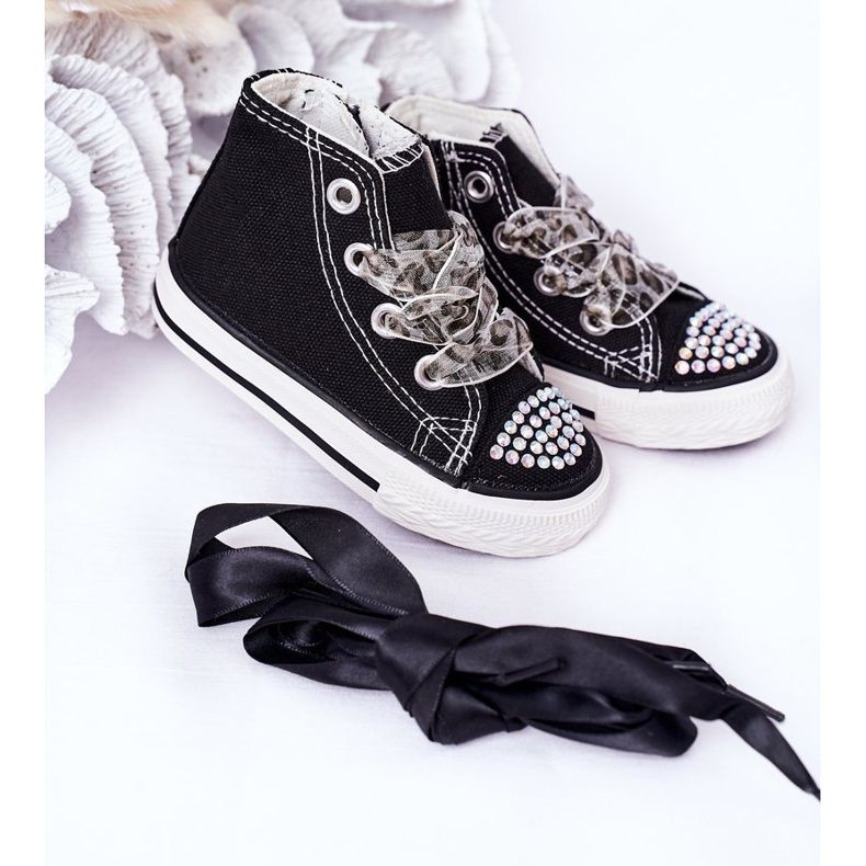 Black Smile Children's Sneakers With Cubic Zirconia 2