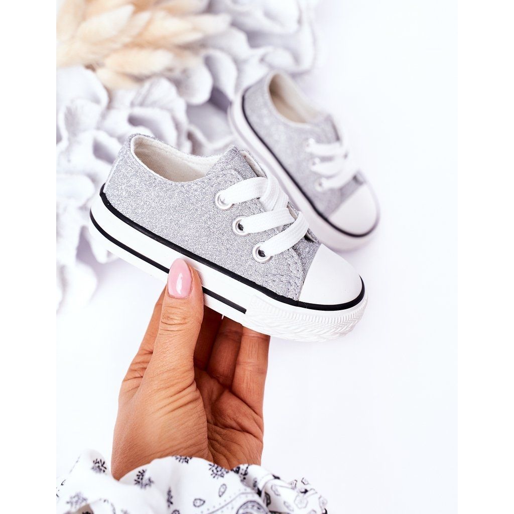 Silver glitter 2025 canvas shoes