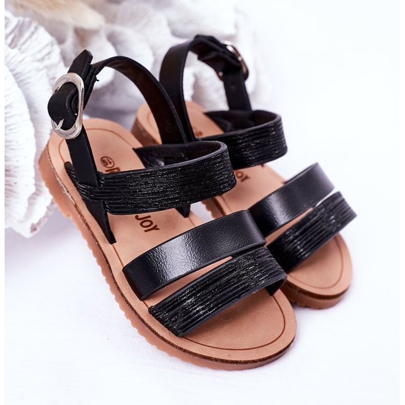 Children's Black Natalie Shiny Sandals 2