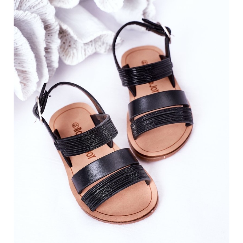 Children's Black Natalie Shiny Sandals 1