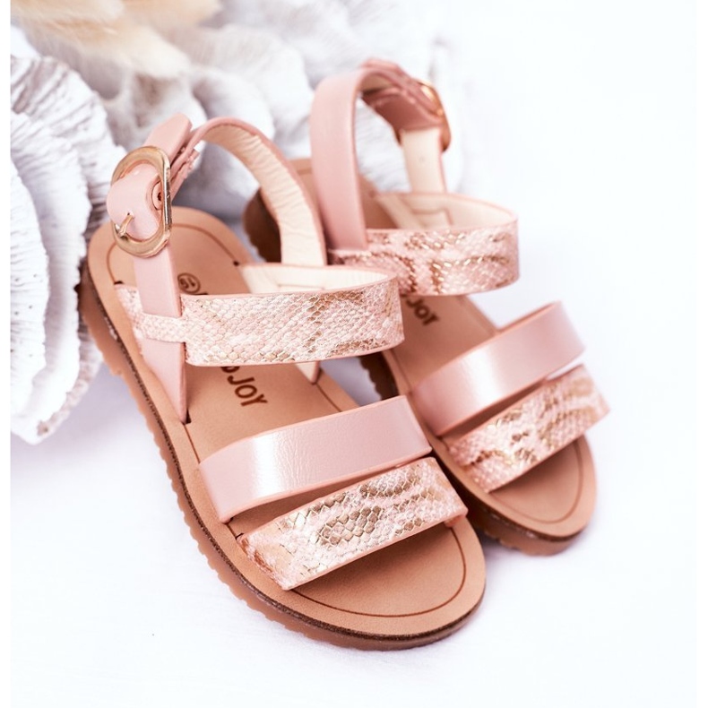 FR1 Children's Shiny Sandals Snake Pattern Pink Natalie 1